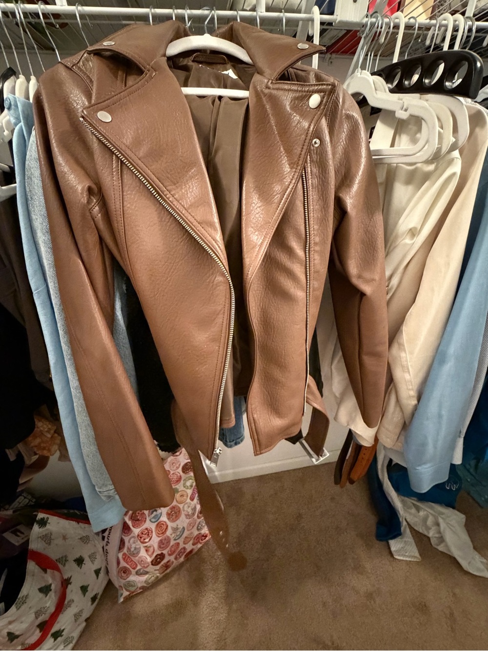 Old Navy Women's Brown Faux Leather Moto Jacket